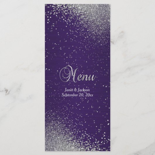 Paars en Zilver Nep Glitter Menu (Voorkant)