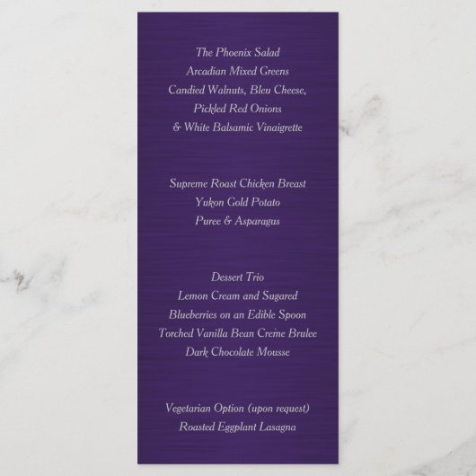 Paars en Zilver Nep Glitters Menu (Achterkant)