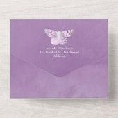 Paars en zilver  Roos Wedding All In One Uitnodiging (Achterkant)