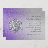Paars- en Zilver Snowflake-feestdag Kaart (Voorkant / Achterkant)