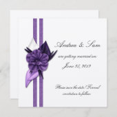 Paars en zilver sparen de Datum Save The Date (Voorkant / Achterkant)