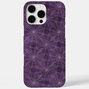 Paars en Zilver Spinneweb Gotisch Patroon iPhone 16 Pro Max Hoesje