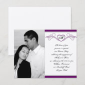 Paars en zilver Verloving van het Monogram van de Kaart (Voorkant / Achterkant)