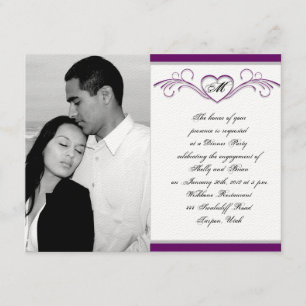 Paars en zilver Verloving van het Monogram van de Kaart