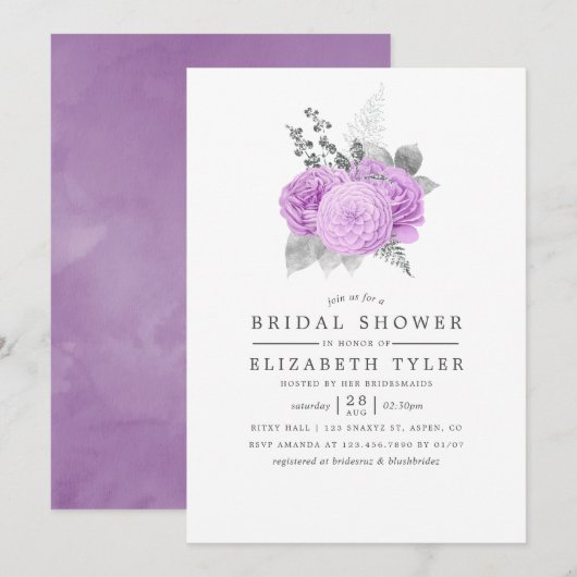 Paars en zilver Vrijgezellenfeest Kaart (Voorkant / Achterkant)