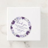 Paars en Zilver Waterverf Bloem Bruidsdouche Bedankjes Labels (In situ)