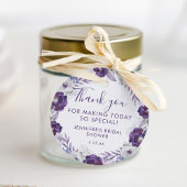 Paars en Zilver Waterverf Bloem Bruidsdouche Bedankjes Labels