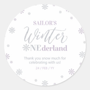 Paars en zilver Winterland Hartelijk dank Ronde Sticker