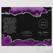 paars en zilveragaat op zwarte brochure (Voorkant)