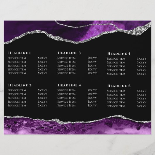 paars en zilveragaat op zwarte brochure (Achterkant)