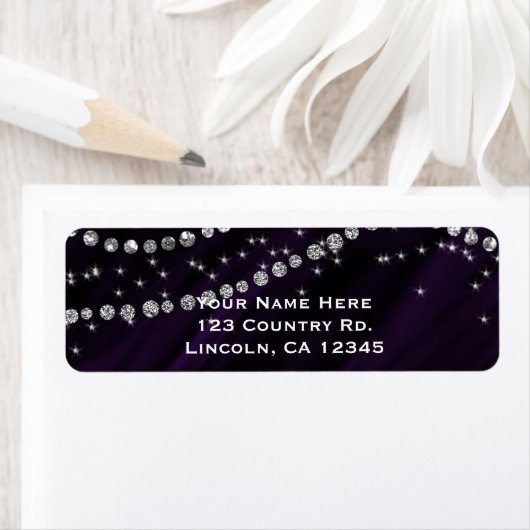 Paars- en zilverdiamant-glam etiket (Insitu)