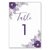 Paars en Zilveren Waterverf Floral Wedding Kaart (Achterkant)