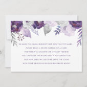 Paars en Zilveren Waterverf Wedding Recipe Kaart (Voorkant)