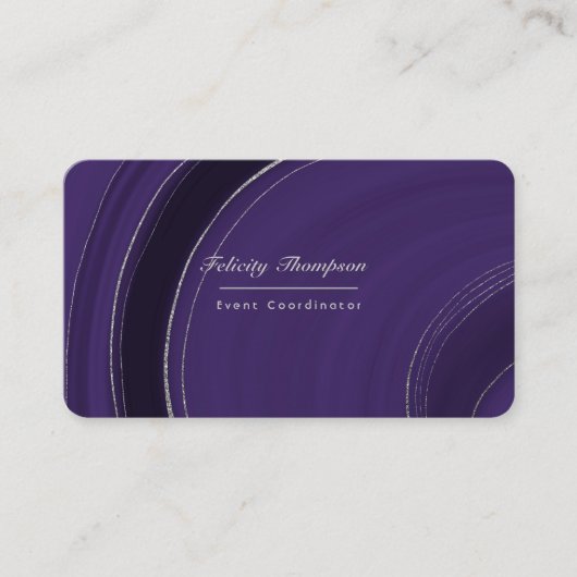Paars en zilvergetijden QR-code Visitekaartje (Voorkant)