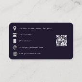 Paars en zilvergetijden QR-code Visitekaartje (Achterkant)