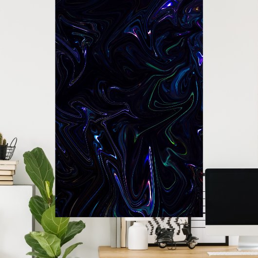 Paars en zwart abstract schilderij poster (Thuiskantoor)