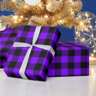 Paars en zwart Buffalo geruit Cadeaupapier