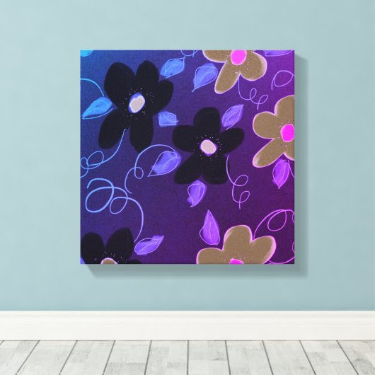 Paars en zwart canvas afdruk (Insitu (Houten vloer))