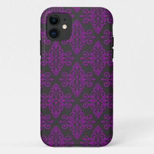 Paars en zwart damastpatroon Case-Mate iPhone case