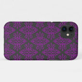 Paars en zwart damastpatroon Case-Mate iPhone case (Achterkant (horizontaal))