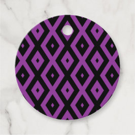 Paars en zwart diamantpatroon bedankjes labels