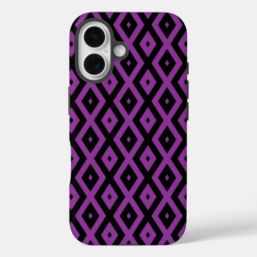 Paars en zwart diamantpatroon Case-Mate iPhone case (Achterkant)