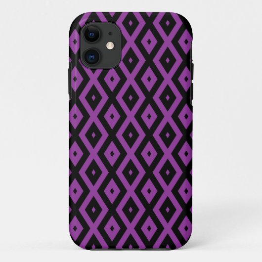 Paars en zwart diamantpatroon Case-Mate iPhone case (Achterkant)