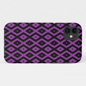 Paars en zwart diamantpatroon Case-Mate iPhone case (Achterkant (horizontaal))