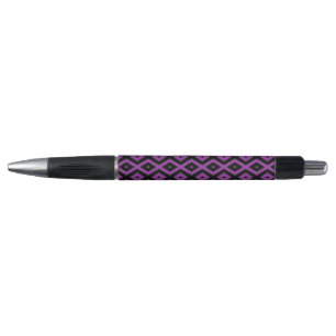 Paars en zwart diamantpatroon pen