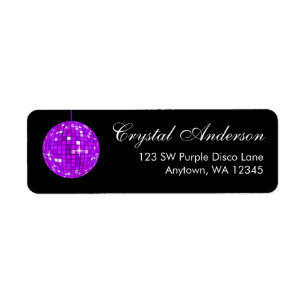 Paars en zwart Disco Ball Return-adres Etiket