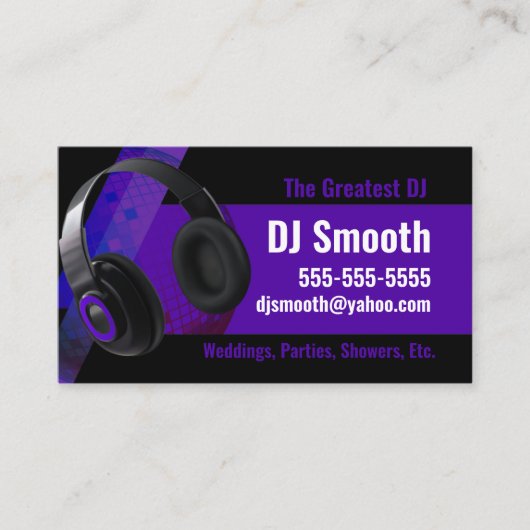 Paars en zwart DJ-Visitekaartje Visitekaartje (Voorkant)