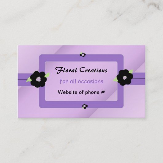 Paars en zwart Floral design Visitekaartje (Voorkant)