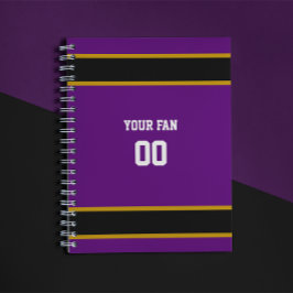 Paars en zwart Football team op maat Notitieboek
