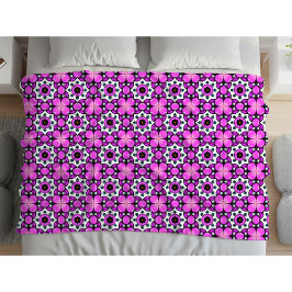 Paars en zwart geometrisch mandala patroon fleece deken