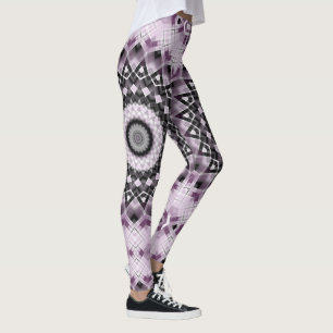Paars en zwart geometrisch mandala patroon ontwerp leggings