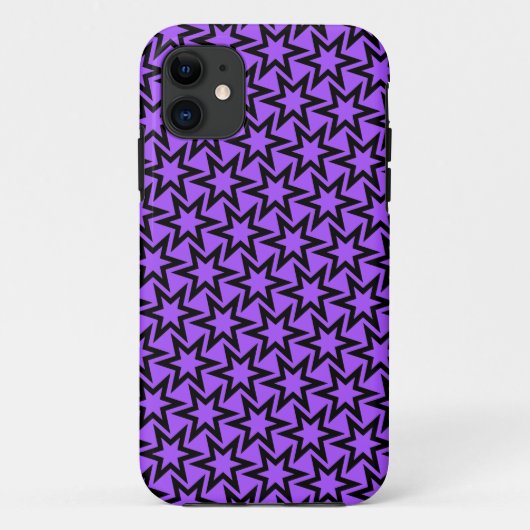 Paars en zwart geometrisch Star-patroon Case-Mate iPhone Case (Achterkant)