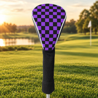Paars en Zwart Geruit Golfheadcover