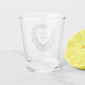Paars en zwart Heart Gothic Wedding Shot Glass Shot Glas (Achterkant)