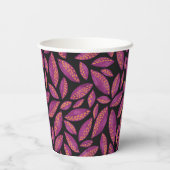 Paars en zwart herfst vertrekt papieren bekers (Achterkant)