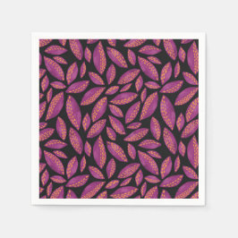 Paars en zwart herfst vertrekt servet