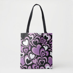 Paars en zwart hitte naadloos patroon tote bag
