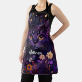 Paars en zwart "Kat van Floral" Schort (Insitu)