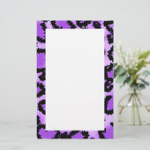 Paars en zwart lakspatroon. briefpapier (Staand voorkant)
