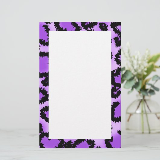 Paars en zwart lakspatroon. briefpapier (Staand voorkant)