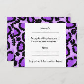 Paars en zwart lakspatroon. RSVP kaartje (Voorkant / Achterkant)