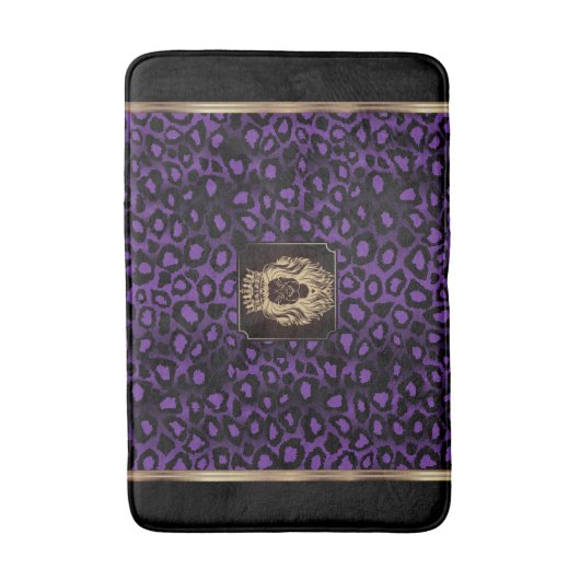 Paars en zwart luipatroon met luienkop badmat (Voorkant Verticaal)