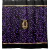 Paars en zwart luipatroon met luienkop douchegordijn (Voorkant)