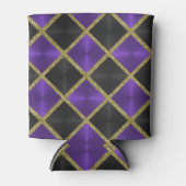 Paars en zwart met Gold Squares Blikjeskoeler (Voorkant)