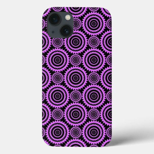 Paars en Zwart Modern Cirkel Patroon Case-Mate iPhone Case (Achterkant)