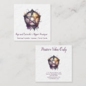 Paars en zwart Pentagram Square Visitekaartje (Voorkant / Achterkant)